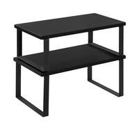 WOLTU Lot de 2 Étagères à Épices Empilables, Étagères de Rangement de Cuisine sur le Comptoir, Petit Organisateur de Placard, en MDF et Métal, Noir