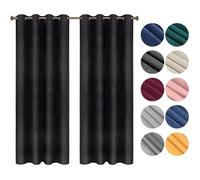 WOLTU Lot de 2 Rideaux Draperies Thermique à Oeillets Rideau Opaque Occultant en Velours Décoration de Fenêtre pour Chambre Noir, 140x225 cm