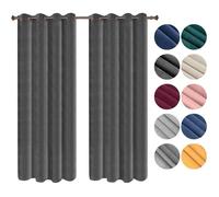 WOLTU Lot de 2 Rideaux Draperies Thermique à Oeillets Rideau Opaque Occultant en Velours Décoration de Fenêtre pour Chambre Gris Foncé, 140x245 cm