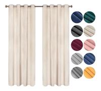 WOLTU Lot de 2 Rideaux Draperies Thermique à Oeillets, 140x270cm Rideau Opaque Occultant en Velours, Beige VH6068hsd-2