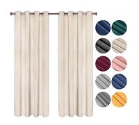 WOLTU Lot de 2 Rideaux Draperies Thermique à Oeillets Rideau Opaque Occultant en Velours Décoration de Fenêtre pour Chambre Beige, 140x225 cm