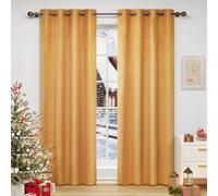 WOLTU Lot de 2 Rideaux Draperies Thermique à Oeillets Rideau Opaque Occultant en Velours Décoration de Fenêtre pour Chambre Jaune Moutarde, 140x225 cm