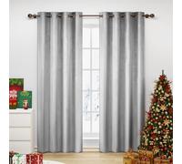 WOLTU Lot de 2 Rideaux Draperies Thermique à Oeillets Rideau Opaque Occultant en Velours Décoration de Fenêtre pour Chambre Gris Clair, 140x225 cm
