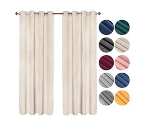 WOLTU Lot de 2 Rideaux Draperies Thermique à Oeillets Rideau Opaque Occultant en Velours Décoration de Fenêtre pour Chambre Beige, 140x245 cm
