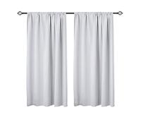WOLTU Lot de 2 Rideaux Occultant avec Galon Fronceur, 135x175cm, Gris Blanc