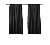 WOLTU Lot de 2 Rideaux Occultant avec Galon Fronceur, 135x175cm, Noir