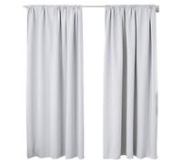 WOLTU Lot de 2 Rideaux Occultant avec Galon Fronceur, 135x225cm, Gris Blanc