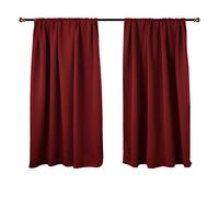 WOLTU Lot de 2 Rideaux Occultant avec Galon Fronceur, 175x140cm, Bordeaux | Isolation thermique, Protection lumière, Réduction du bruit, Salon et chambre, Dimensions variées, Pose facile