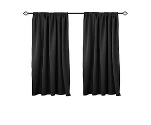 WOLTU Lot de 2 Rideaux Occultant avec Galon Fronceur, 175x140cm, Noir | Isolation thermique, Protection lumière, Réduction du bruit, Salon et chambre, Dimensions variées, Pose facile