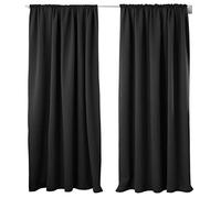 WOLTU Lot de 2 Rideaux Occultant avec Galon Fronceur, 225x140cm, Noir | Isolation thermique, Protection lumière, Réduction du bruit, Salon et chambre, Dimensions variées, Pose facile