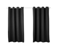 WOLTU Lot de 2 Rideaux Occultant, avec Œillets, Rideau Thermique Isolant, 135x175cm, Noir