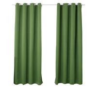 WOLTU Lot de 2 Rideaux Occultant, avec Œillets, Rideau Thermique Isolant, 135x225cm, Vert