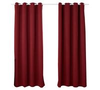 WOLTU Lot de 2 Rideaux Occultant, avec Œillets, Rideau Thermique Isolant, 135x245cm, Bordeaux