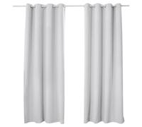 WOLTU Lot de 2 Rideaux Occultant, avec Œillets, Rideau Thermique Isolant, 135x245cm, Gris Blanc