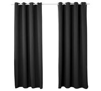 WOLTU Lot de 2 Rideaux Occultant, avec Œillets, Rideau Thermique Isolant, 135x245cm, Noir