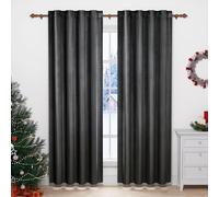 WOLTU Lot de 2 Rideaux Occultant, Rideau Thermique Isolant avec Galon Fronceur, en Velours, pour Salon, Chambre, Gris Foncé 140x225 cm