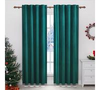 WOLTU Lot de 2 Rideaux Occultant, Rideau Thermique Isolant avec Galon Fronceur, en Velours, pour Salon, Chambre, Vert foncé 140x225 cm