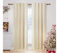 WOLTU Lot de 2 Rideaux Occultant, Rideau Thermique Isolant avec Galon Fronceur, en Velours, pour Salon, Chambre, Beige 140x225 cm