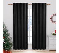 WOLTU Lot de 2 Rideaux Occultant, Rideau Thermique Isolant avec Galon Fronceur, en Velours, pour Salon, Chambre, Noir 140x225 cm