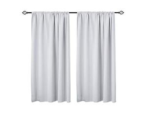 WOLTU Lot de 2 Rideaux Occultant, Suspension avec Galon Fronceur, Rideau Isolant intérieur, 135x175cm, Gris Blanc