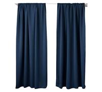 WOLTU Lot de 2 Rideaux Occultant, Suspension avec Galon Fronceur, Rideau Isolant intérieur, 135x225cm, Bleu Foncé