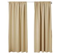 WOLTU Lot de 2 Rideaux Occultant, Suspension avec Galon Fronceur, Rideau Isolant intérieur, 135x225cm, Champagne