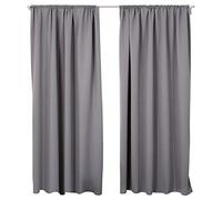 WOLTU Lot de 2 Rideaux Occultant, Suspension avec Galon Fronceur, Rideau Isolant intérieur, 135x245cm, Gris Foncé