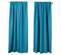 WOLTU Lot de 2 Rideaux Occultant, Suspension avec Galon Fronceur, Rideau Isolant intérieur, 135x245cm, Turquoise