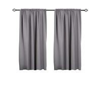 WOLTU Lot de 2 Rideaux Occultant, Suspension avec Galon Fronceur, Rideau Thermique Isolant, 135x117x138cm, Gris Foncé