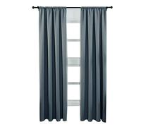 WOLTU Lot de 2 Rideaux Occultant, Suspension avec Galon Fronceur, Rideau Thermique Isolant, 135x245cm, Gris Ardoise