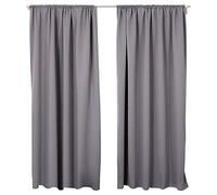 WOLTU Lot de 2 Rideaux Occultant, Suspension avec Galon Fronceur, Rideau Thermique Isolant, 168x229cm, Gris Foncé