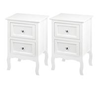 WOLTU Lot de 2 Table de Chevet en MDF, Design Rétro et Classique, avec 2 Tiroirs , Blanc