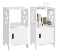 WOLTU Lot de 2 Table de Chevet Étroite 30x30x60cm, avec 1 Casier Ouvert et 1 Compartiment avec Porte, Blanc TSR166ws-2