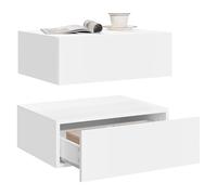 WOLTU Lot de 2 Table de Chevet Suspendue avec Tiroir, Table de Chevet Murale, 40x30x14 cm, Table de Nuit Flottante, Étagère de Chevet Moderne, Mobilier de Chambre en Bois, Blanc, NTS24ws-2