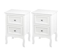 WOLTU Lot de 2 Tables de Chevet avec 2 Tiroirs, Blanc | Table de Nuit, pour Salon Chambre, Rétro, en MDF, 40x30x60 cm
