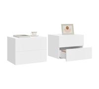WOLTU Lot de 2 Tables de Chevet Suspendues avec Tiroir, Blanc | Table de Chevet Murale, 40x30x30 cm, Moderne, en Bois