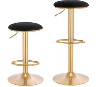 WOLTU Tabouret Bar Rond et Pivotant Lot de 2, Chaise de Bar Ergonomique avec Repose-Pieds Métallique et Hauteur Réglable (60-80,5cm) pour Chambre, Comptoir, Cafétéria, Noir, BH302sz-2