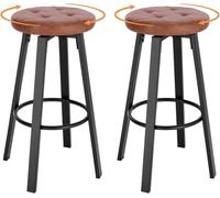 WOLTU Lot de 2 Tabouret de Bar avec Siège pivotant Ø 35,5cm, Tabouret à 4 Pieds en Métal, Tabouret Haut avec Repose-Pieds pour Salle à Manger, Cuisine, Cafétériat, Charge 120kg, Marron, BH330br-2
