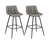 WOLTU Lot de 2 Tabouret de Bar Design Chaise Haute pour Bar Bistro siège en Similicuir avec Repose-Pieds Cadre en métal,Gris Foncé