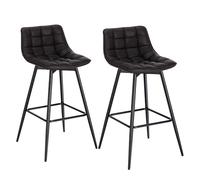 WOLTU Lot de 2 Tabouret de Bar Design Chaise Haute pour Bar Bistro siège en Similicuir avec Repose-Pieds Cadre en métal,Anthracite