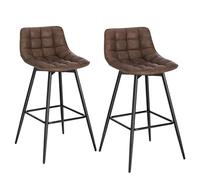 WOLTU Lot de 2 Tabouret de Bar Design Chaise Haute pour Bar Bistro siège en Similicuir avec Repose-Pieds Cadre en métal,Brun