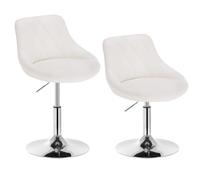 WOLTU Lot de 2 Tabouret de Bar Pivotant et Réglable en Hauteur de 42-58cm, Tabouret de Bistrot en Velours avec Structure Métallique, Blanc, BH241ws-2