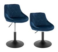 WOLTU Lot de 2 Tabouret de Bar Pivotant et Réglable en Hauteur de 42-58cm, Tabouret de Bistrot en Velours avec Structure Métallique, Bleu BH242bl-2