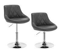 WOLTU Lot de 2 Tabouret de Bar Pivotant et Réglable en Hauteur de 42-58cm, Tabouret de Bistrot en Velours avec Structure Métallique, Gris, BH241gr-2