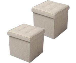 WOLTU Lot de 2 Tabourets Cube de Rangement, Repose Pieds Pliant
