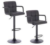 WOLTU Lot de 2 Tabourets de bar avec dossier, Siège bien rembourré en similicuir, Pieds en acier, 37x51x112 cm,Noir