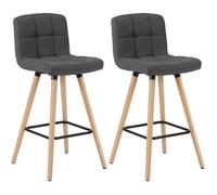 WOLTU Lot de 2 Tabourets de Bar avec Repose-Pieds Design en Bois Massif et Lin,Gris Foncé BH160dgr-2