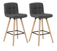 WOLTU Lot de 2 Tabourets de Bar avec Repose-Pieds,Chaise de bar Design en Bois Massif et Lin,Gris Foncé