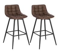WOLTU Tabouret Bar Lot de 2, avec Dossier, en PU, Brun | Chaise Haute Design, 64.5cm, Tabouret de bar, pour ilot central cuisine, Bistro, Repose-Pieds, Cadre en métal