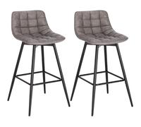 WOLTU Lot de 2 Tabouret de Bar Design Chaise Haute pour Bar Bistro siège en Similicuir avec Repose-Pieds Cadre en métal,Gris Foncé